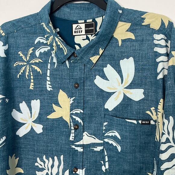 Mens Reef Printed Button Down Shirt Size XXL - Picture 6 of 8